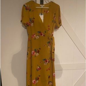 Spirit of grace yellow floral wrap dress